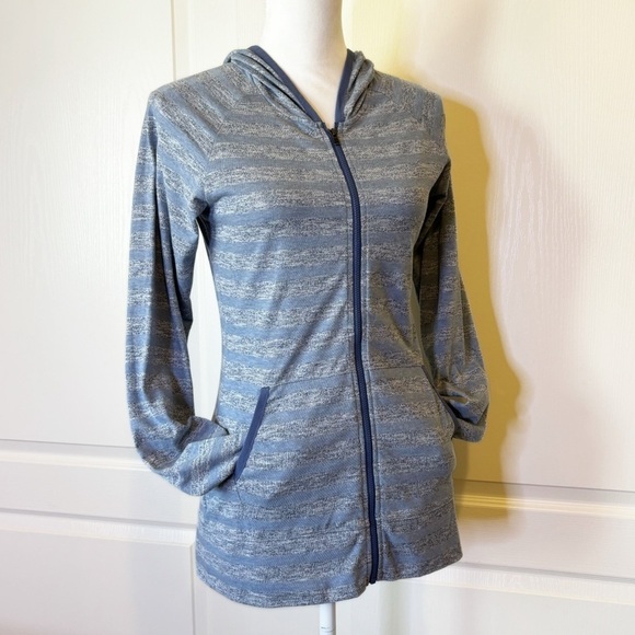 Columbia Women’s Wannacut Ridge Hoodie Light Blue Striped Jacket Size Small - Picture 5 of 9
